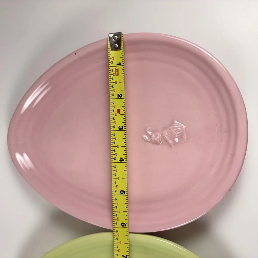 Williams Sonoma Easter‎ Egg Shape Embossed Bunny Plates Pastel Set of 2